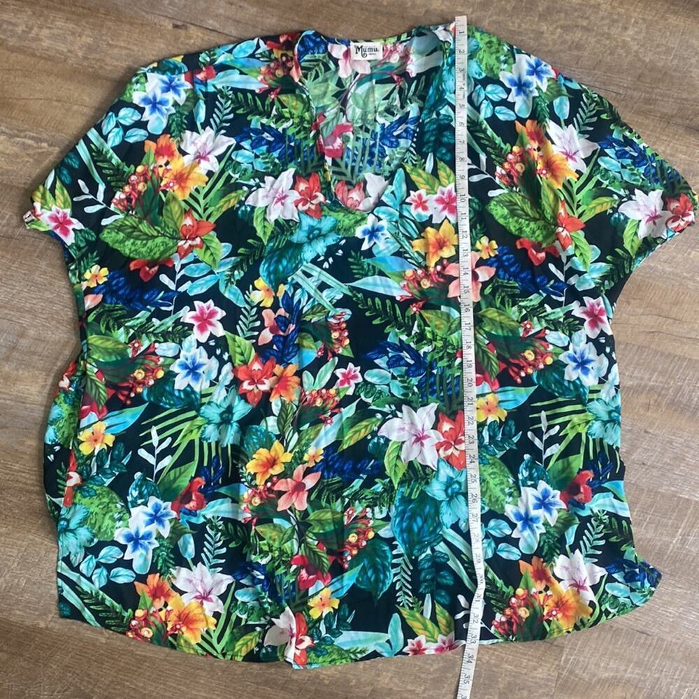 Show Me Your Mumu Mae Mu Floral Tropical Print Semi Sheer Cover Up Sz S - Picture 6 of 7